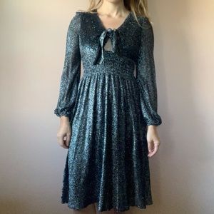 Vintage Black Silver Lame Party Dress